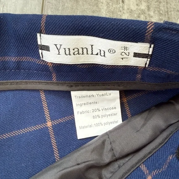 YuanLu Boys Navy Windowpane Plaid Suit Set Jacket Pants Size 12 Formal - Picture 12 of 14